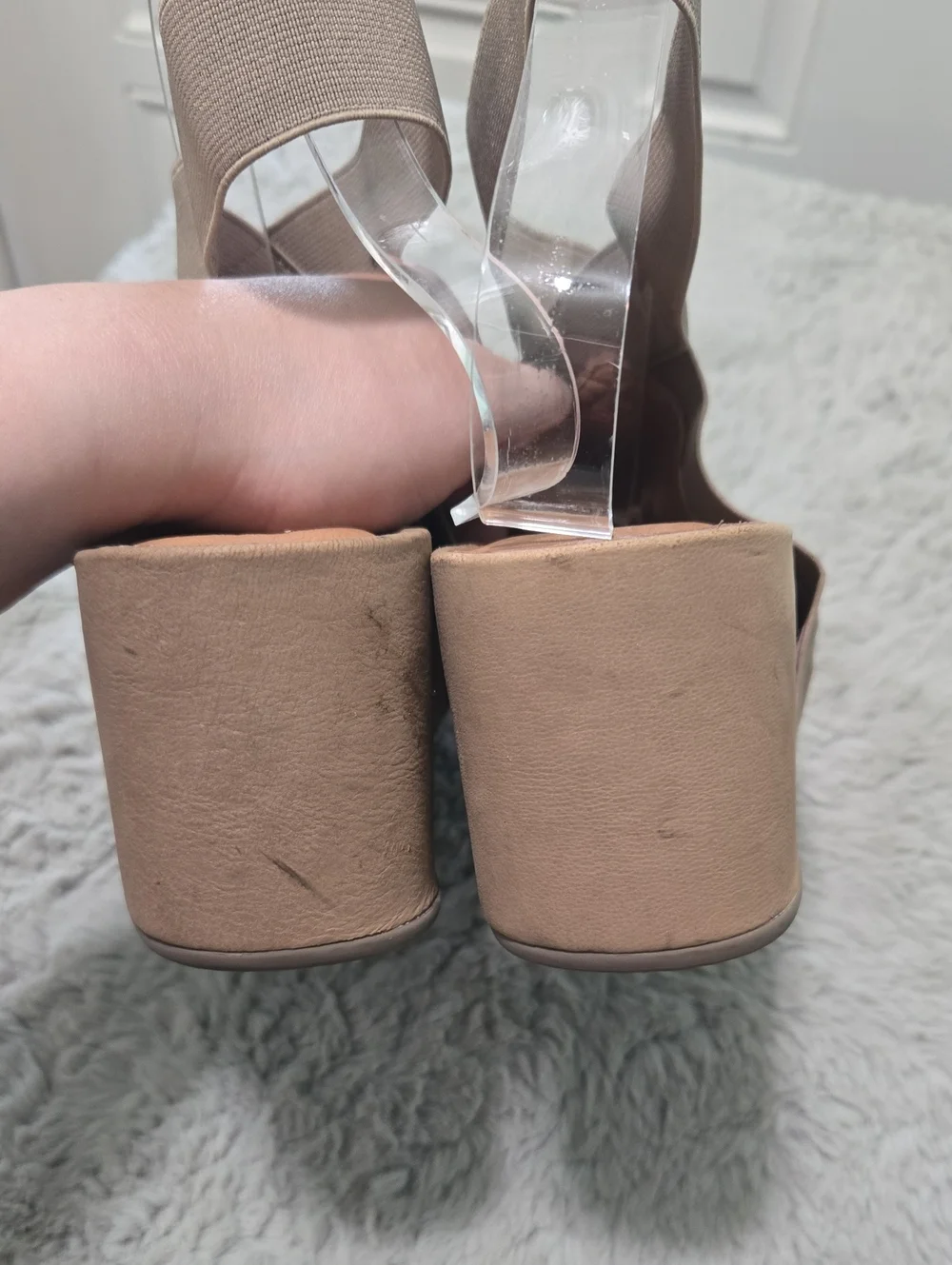 Gentle Souls Gianna tan beige Elastic Wedge Sandals with ankle strap size 9